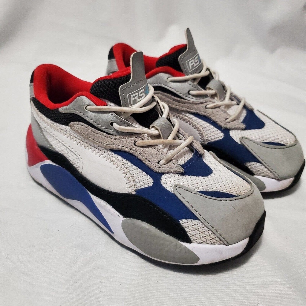 Puma RS-X3 Puzzle Running Shoe Style #371570-05 White Red Blue Athletic Size 9C